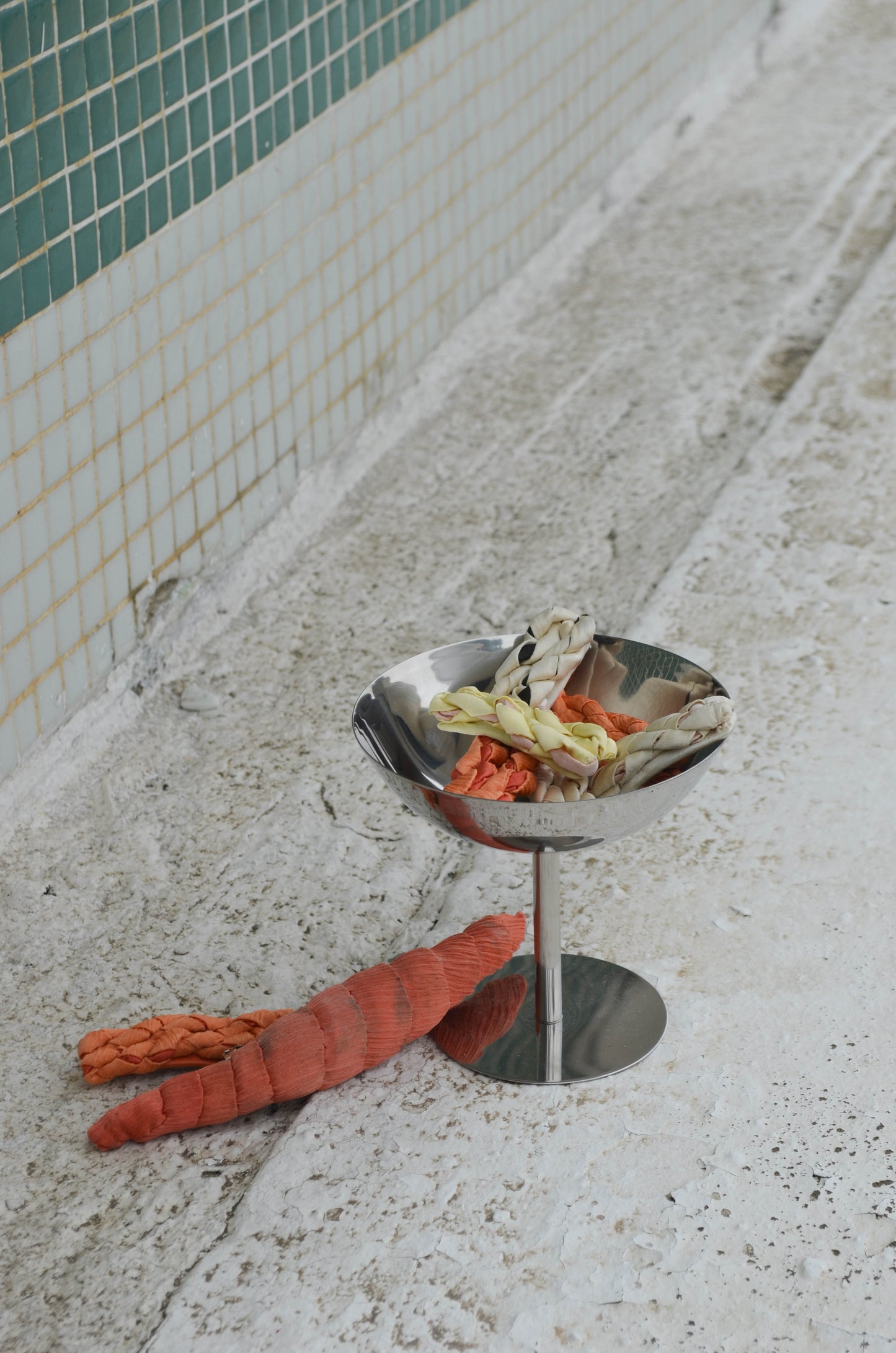 Groovy Vine Splash, Orange-Red Twisted Satin Hair Clip