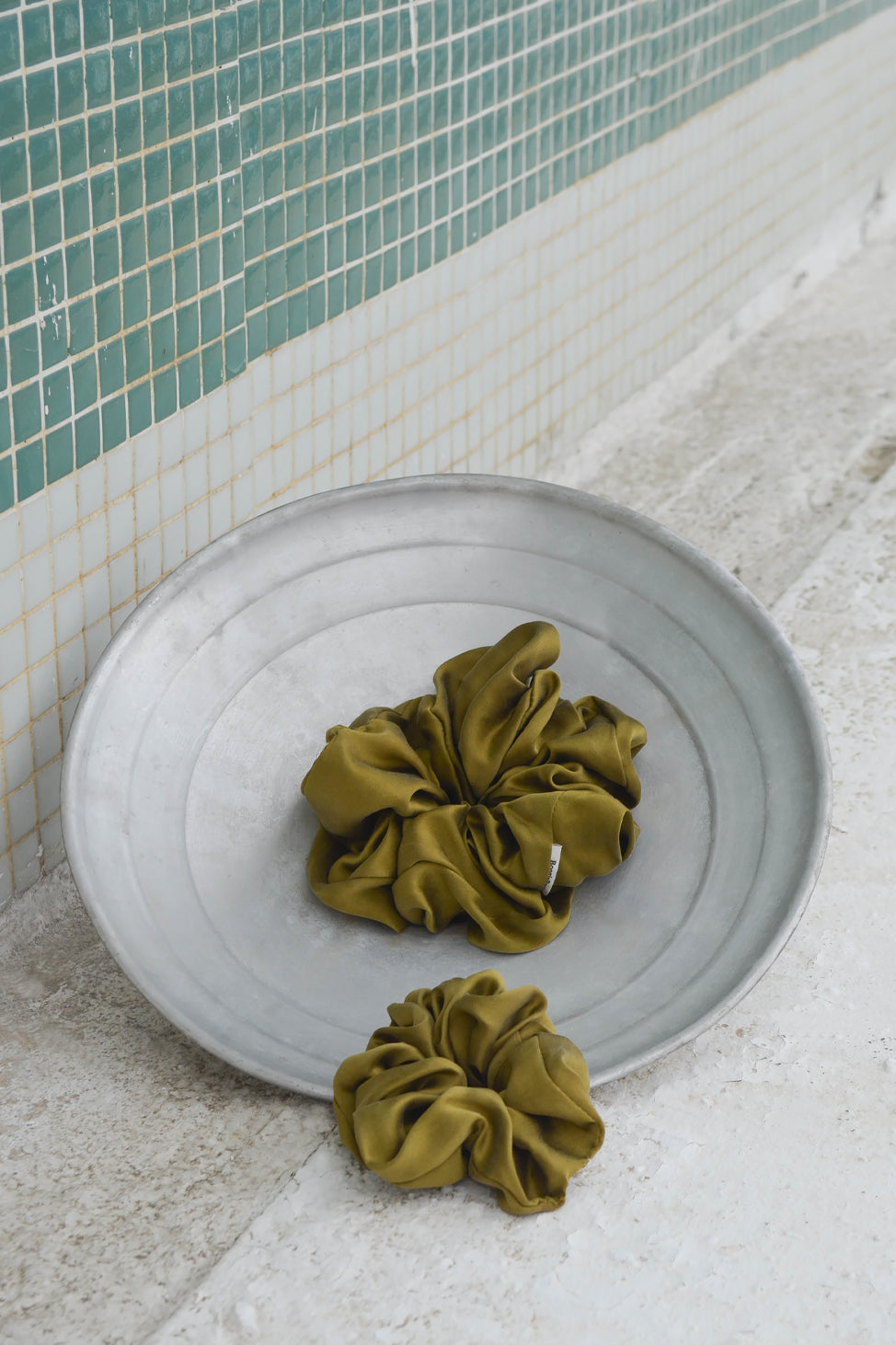 Velvety Green Lover Silk Scrunchie