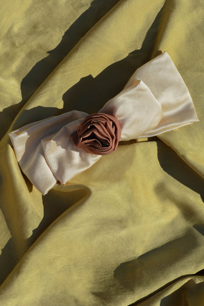 Cream Luna Moon Handcrafted Silk Bow Clip