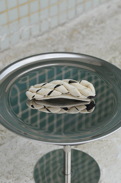 Groovy Vine Splash,  Black-Oyster twisted satin hair clip