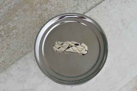 Groovy Vine Splash,  Black-Oyster twisted satin hair clip