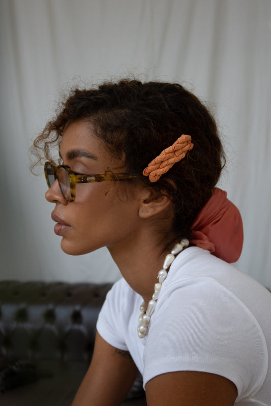 Groovy Vine Splash,  Orange Twisted Satin Hair Clip