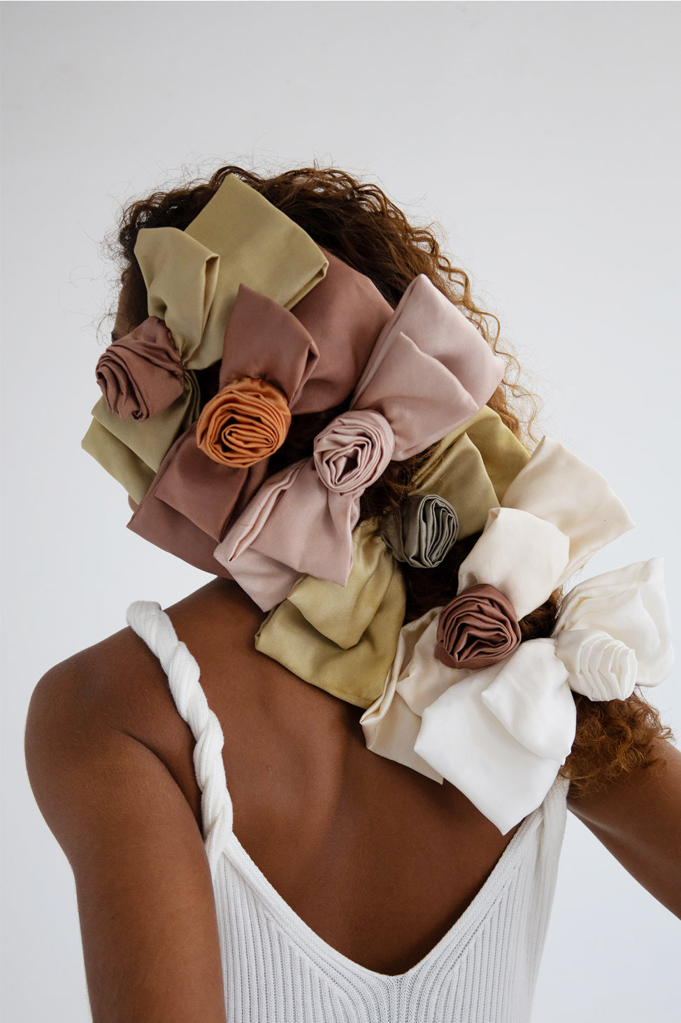 Tuberose Luna Moon Handcrafted Silk Bow Clip