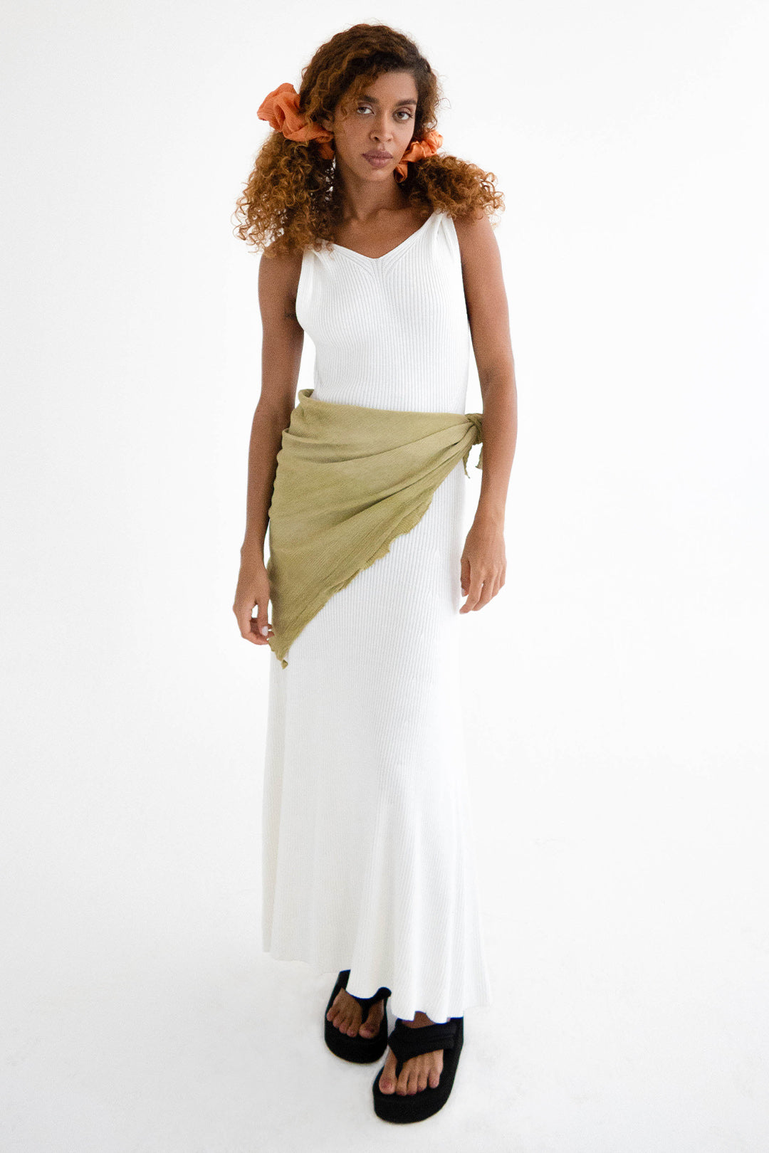 Chartreuse Flow Silk Scarf, 90X90cm