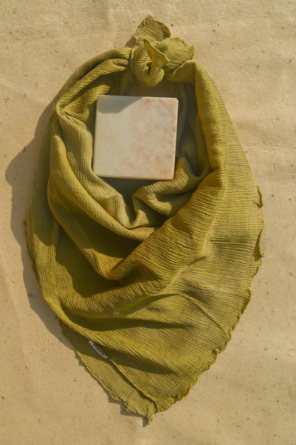 Chartreuse Flow Silk Scarf, 90X90cm