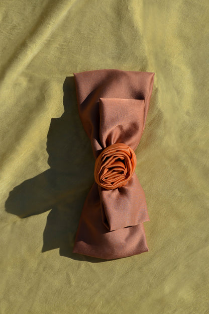 Cinnamon Luna Moon Handcrafted Silk Bow Clip
