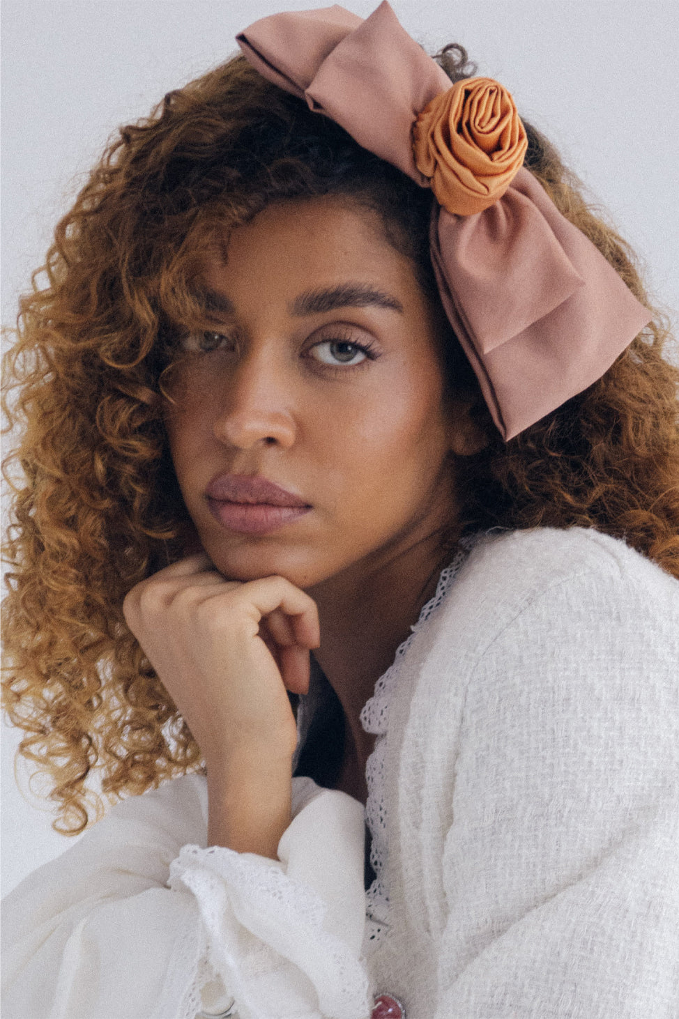 Cinnamon Luna Moon Handcrafted Silk Bow Clip