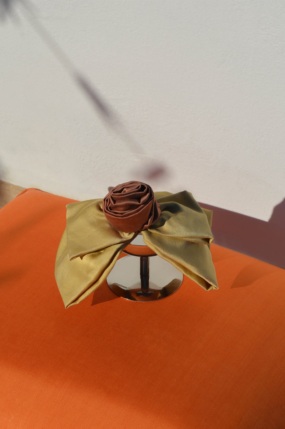 Brown Pistachio Luna Moon Handcrafted Silk Bow Clip