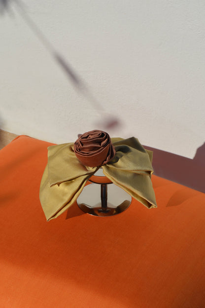 Brown Pistachio Luna Moon Handcrafted Silk Bow Clip