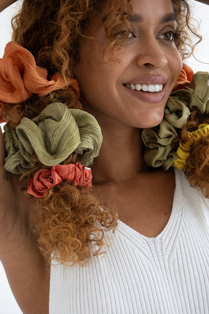 Chartreuse Flow Silk Scrunchie