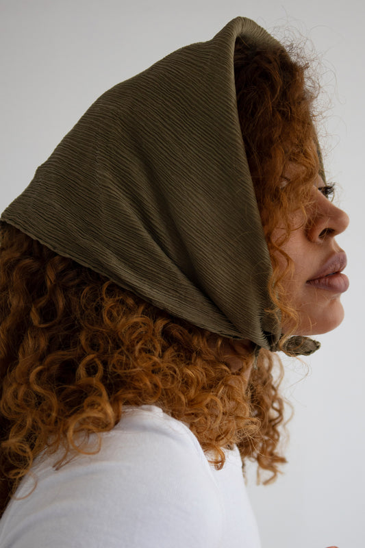 Olive Green Flow Silk Scarf