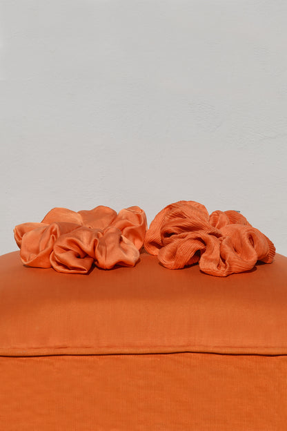 XL Peach Orange Lover Silk Scrunchie