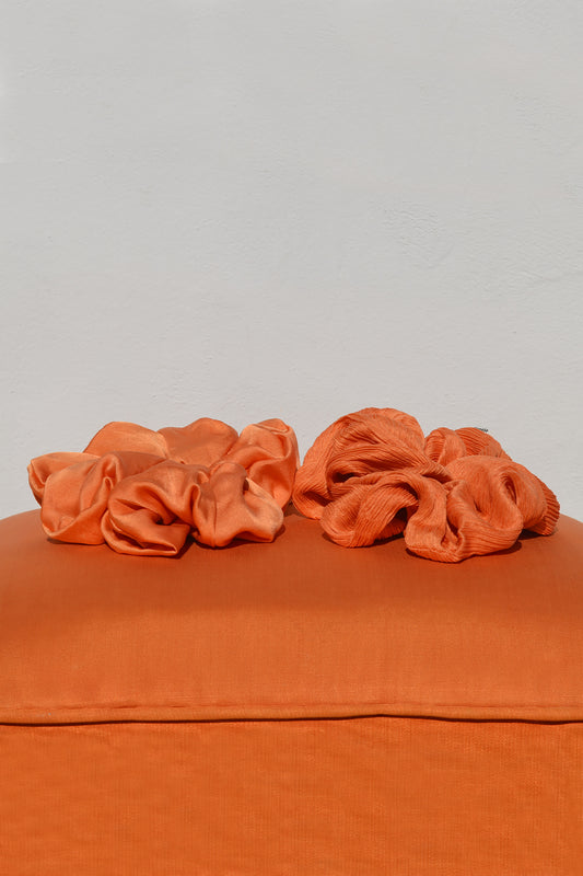 XL Peach Orange Lover Silk Scrunchie