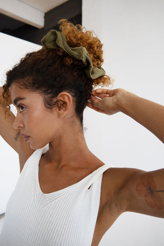 Forest Green Flow Silk Scrunchie