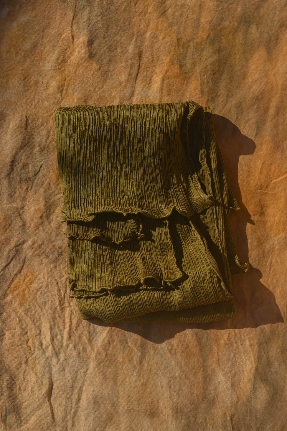 Olive Green Flow Silk Scarf, 90X90cm