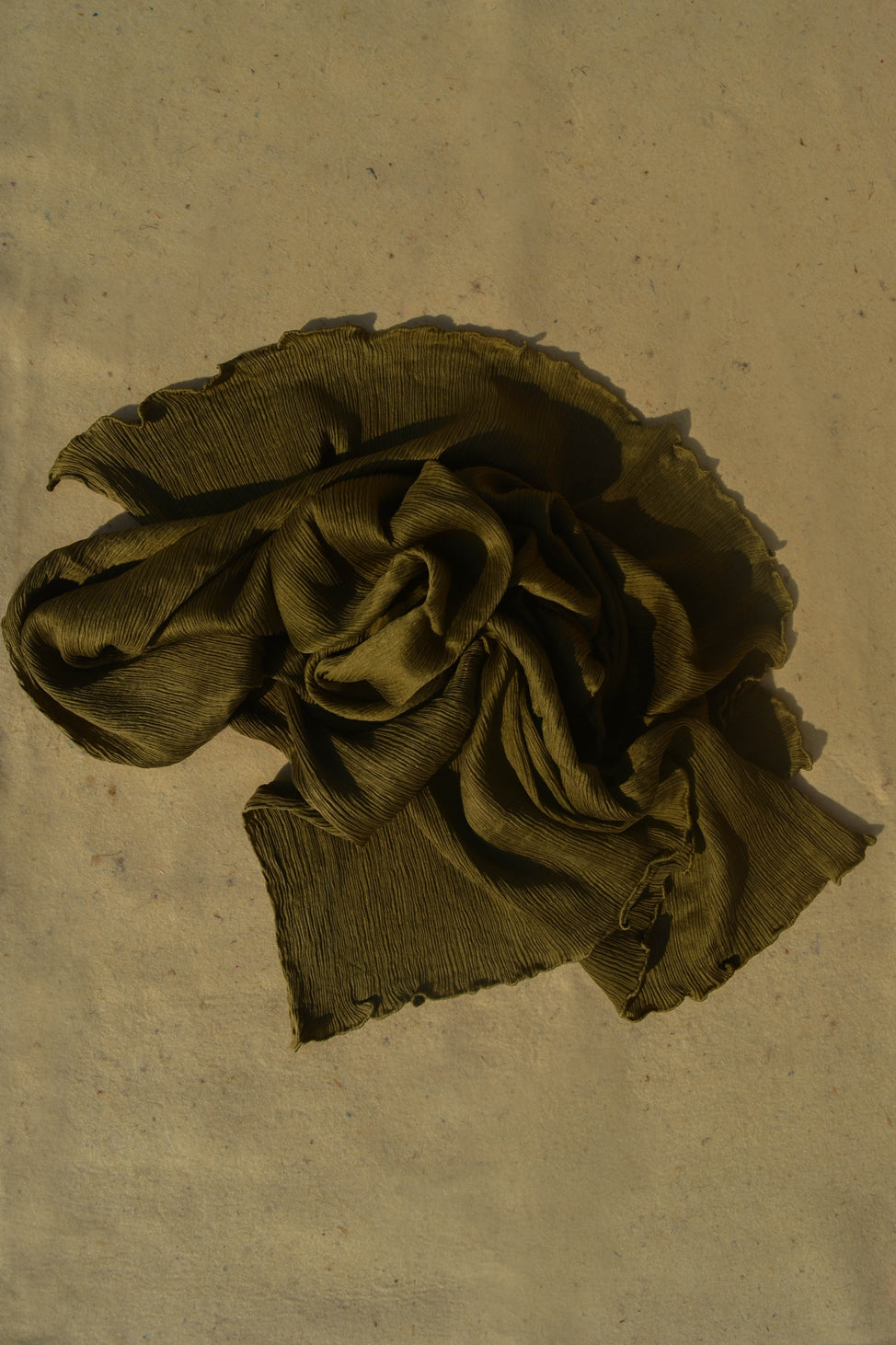 Olive Green Flow Silk Scarf, 90X90cm