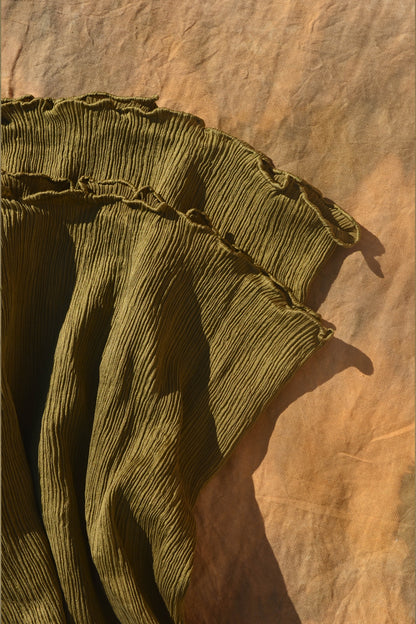 Olive Green Flow Silk Scarf, 90X90cm