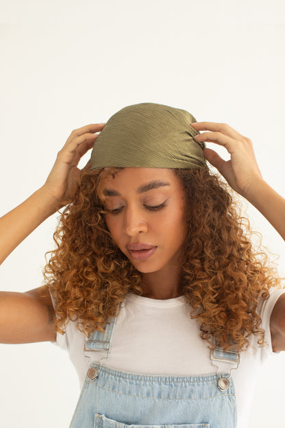 Olive Green Flow Silk Scarf, 90X90cm