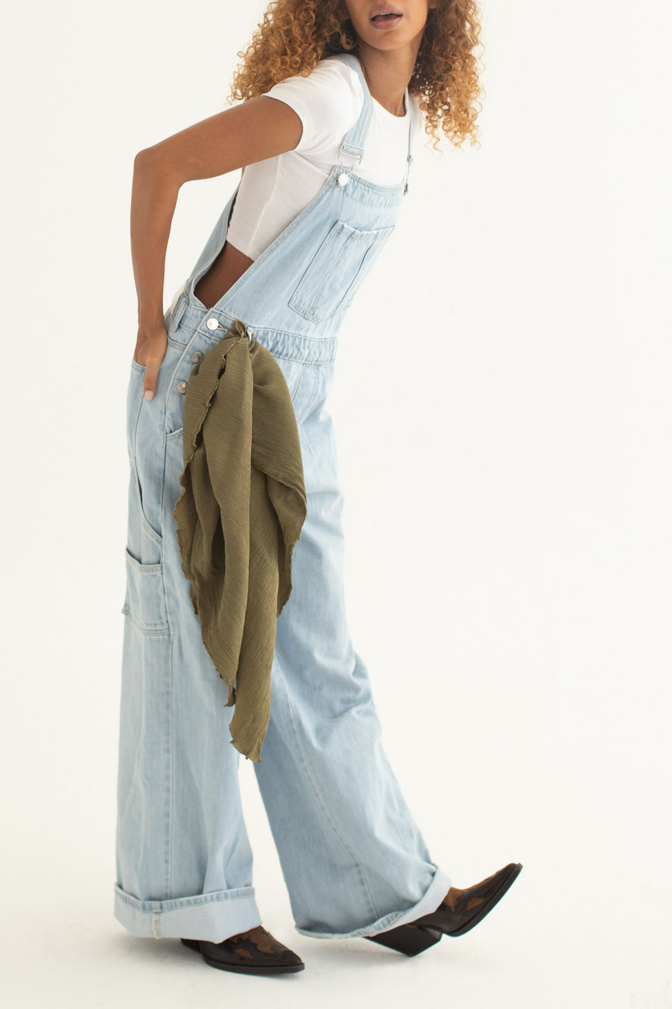 Olive Green Flow Silk Scarf, 90X90cm