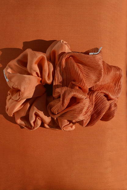 Peach Orange Flowing Silk Scrunchie
