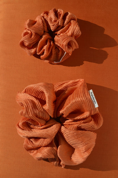 Peach Orange Flowing Silk Scrunchie