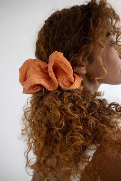 Peach Orange Flowing Silk Scrunchie