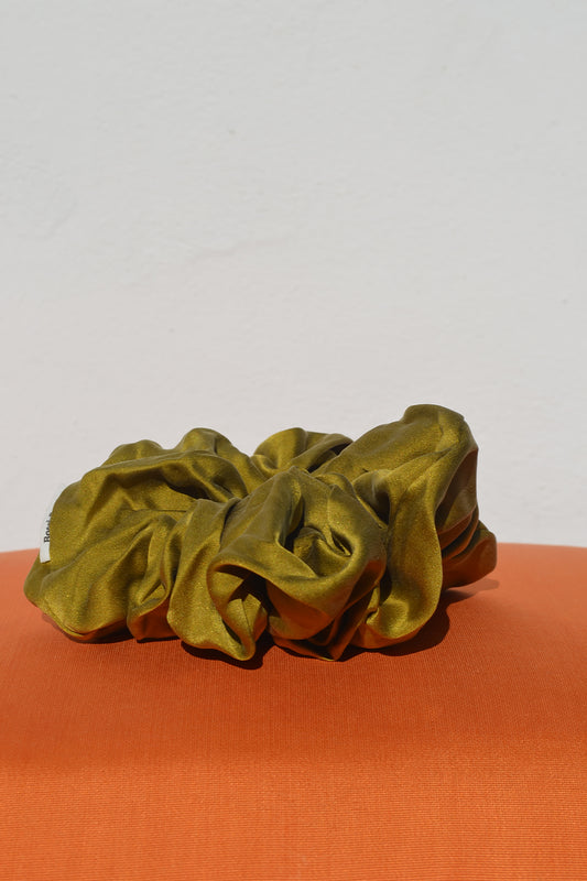 Velvety Green Lover Silk Scrunchie