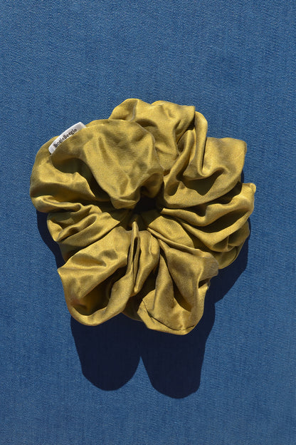 Velvety Green Lover Silk Scrunchie