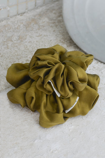 Velvety Green Lover Silk Scrunchie