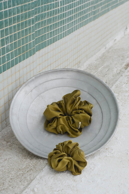 Velvety Green Lover Silk Scrunchie